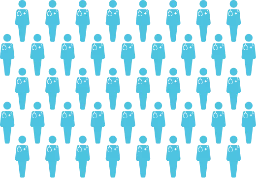 Pattern of multiple human figure icons arranged in rows, representing a large professional network.