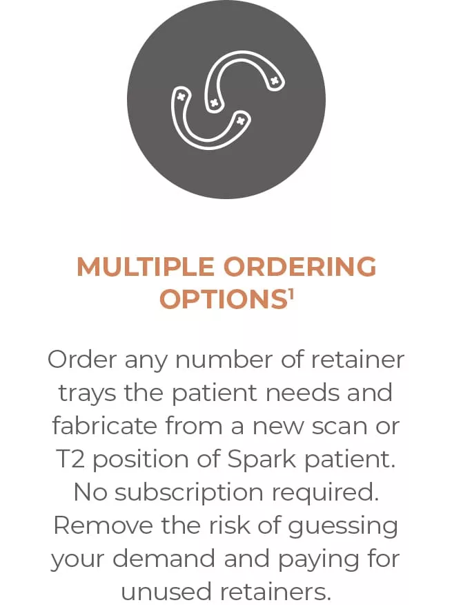 Doctors can order any number of Spark Clear Retainer Trays