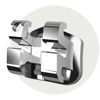 Mini Diamond metal orthodontic bracket shown in a close-up view